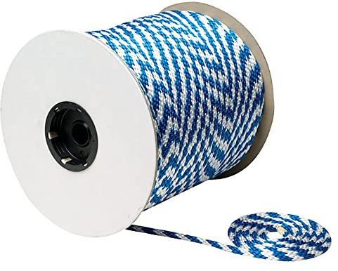 Seachoice Solid Braid 100% MFP Mulit Purpose Rope Spool, 3/8 in x 500 ft, Blue and White