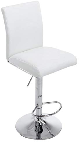 CLP Barhocker Köln Kunstleder I Barstuhl Mit Lehne Und Fußstütze I Höhenverstellbar I Metallgestell In Chrom-Optik I In Vielen Farben, Farbe:weiß