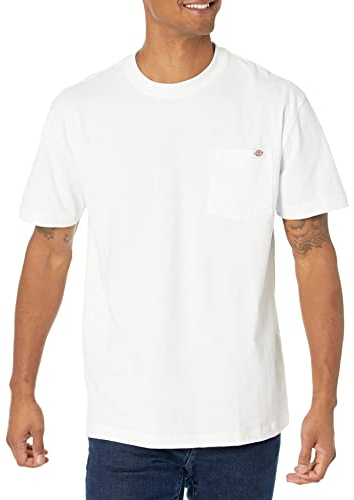 Dickies Men's Ws450fh Henley Shirt, White, Medium