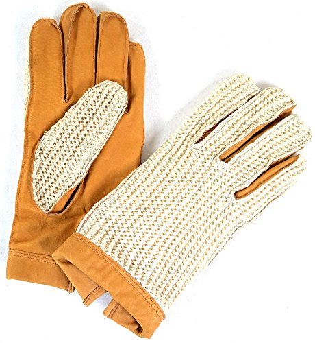 Bushga Damen Tan Leder Crochet fahren Handschuhe Gr. Small, braun