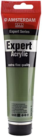 Amsterdam Expert Series Acrylic Paint - 150 ml Tube Chromium Oxide Green 668 - Professional Heavy Body, High-Pigment, Lightfast, Durable Satin Finish, Water-Based for Artists