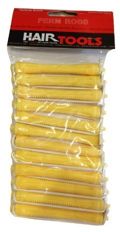 Hair Tools Perm Rods For Curling & Waves. Hairdressing Hair Roller With Rubber Bands. Perm Kit Styling Rods For Long & Short Hair (Yellow - Diameter: 8mm)