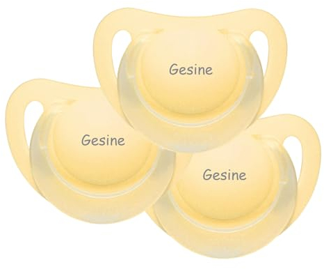 Namensschnuller - NUK Starlight Schnuller mit Namen - Silikon Größe 1 - gelb - 3er Set