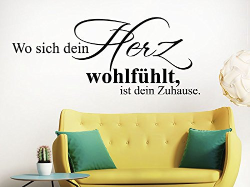 Klebeheld® Wandtattoo Wo Sich Dein Herz wohlfühlt, ist Dein Zuhause. No.1 (Farbe dunkelgrau/Größe 60x25cm)