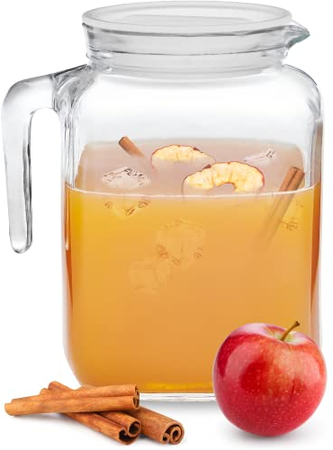 Bormioli Rocco FBA_473772-336940MZ5321990 Hermetischer Krug mit Deckel und Ausgießer für hausgemachten Saft & Eistee oder für Glasmilchflaschen, transparent