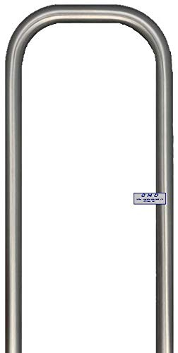 1 Edelstahlanlehnbügel, 310mm breit, aus Rundrohr Ø33,7mm, Fahrradparker, Fahrradanlehnbügel, Anlehnbügel Edelstahl, zum Einbetonieren, K240 geschliffen, Enden gequetscht - Ihr Rohrbieger aus Bremen