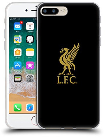 Head Case Designs Officially Licensed Liverpool Football Club Gold Logo On Black Liver Bird Gel Case [Military Grade Protection] Compatible With Apple iPhone 7 Plus/iPhone 8 Plus