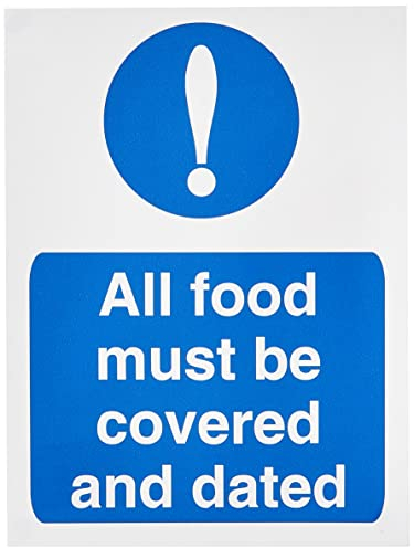 Seco All Food Must Be Covered and Dated Sign, 150mm x 200mm - Self Adhesive Vinyl
