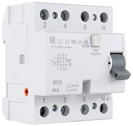 REV FI, Schutzschalter (RCCB) 4-polig, Höhe 68mm, 40A, 30mA, 4TE, 415VAC, weiss