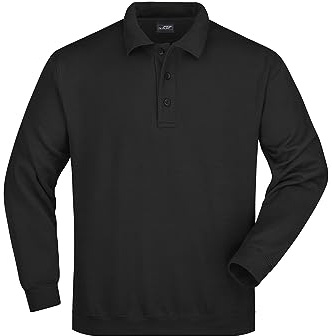 James & Nicholson Polo Sweatshirt - Klassischer Sweat mit gestricktem Polokragen | Farbe: Black | Grösse: M