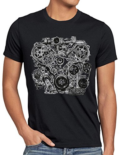 style3 Turbo Vintage T-Shirt Herren v8 Motor Sound, Größe:XXL;Farbe:Schwarz