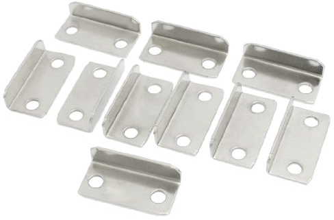 Sourcingmap 10 Pcs Home Office Silver Tone Metal Angled Drawer Lock Strike Plate