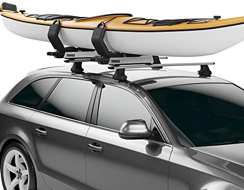 Thule Hullavator Pro Kayak Carrier - Carries 1 Kayak - Roof-Mounted - Lift-Assistance for Easy Loading and unloading - 75lb Load Capacity - Includes Straps and tie Downs