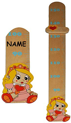 alles-meine.de GmbH Meßlatte aus massiven Holz - Prinzessin/Mädchen mit Herz incl. Name - Messbereich von 80 cm bis 150 cm/für Kinder - Messlatte Kindermeßlatte Meßleiste Her..