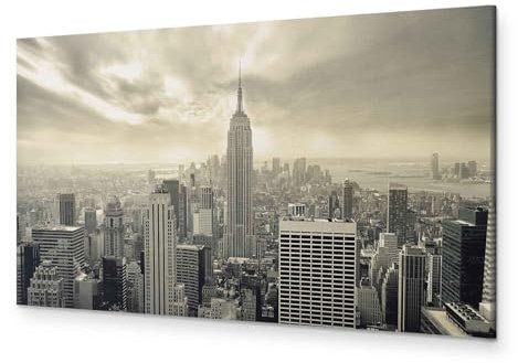 B&D XXL - Wandbilder XXL New York 135x45 cm 1 tlg - Wand Deko Vlies Leinwand Bilder Groß Wanddeko Wohnzimmer Schlafzimmer Kunstdrucke Panoramabild - NY City Stadt Architektur d-B-0081-b-c