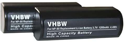 vhbw 2X Akku kompatibel mit Fujifilm FinePix 6900 Zoom, MX-1900, 6800 Zoom, MX-1700, 4900 Zoom, 4800 Zoom Kamera (1200 mAh, 3,7 V, Li-Ion)