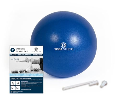 Yoga Studio Weicher Pilates- und Yoga-Ball mit rutschfestem Griff, Kraft, Ausdauer, Konzentration (17,8 cm, Blau)