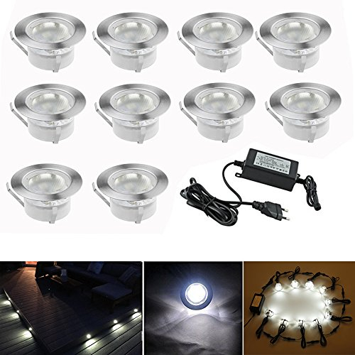 Terrassen Einbaustrahler 10er Set Treppen LED Bodeneinbauleuchten Aussen, 1W Ø45mm Boden Licht IP67 Wasserdicht Kaltes Weiß LED Einbaustrahler Terrasse Küche Garten Gehweg Poolbeleuchtung Außen Lampe