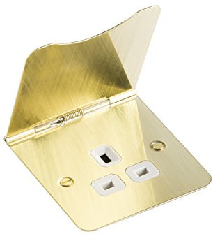 Knightsbridge ML550 - FLAT PLATE 13A 1G UNSWITCHED SINGLE FLOOR SOCKET - BRUSHED BRASS IP20 230V