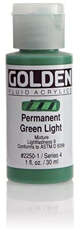 Pro-Art Golden Fluid Acrylic Paint 1 oz-Permanent Green Light