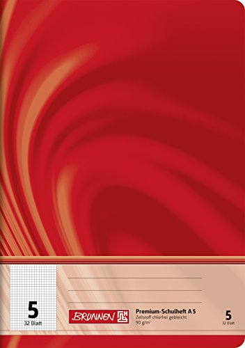 BRUNNEN Schulheft Premium Vivendi | A5, Lineatur 5, 32 Blatt, rot