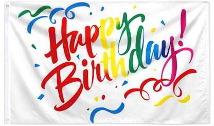 AZ FLAG - Flagge Alles Gute Zum Geburtstag Geburtstag Vielfarbiger - 150x90 cm - Happy Birthday Cake Fahne 100% Polyester mit Messing-Ösen - 110g