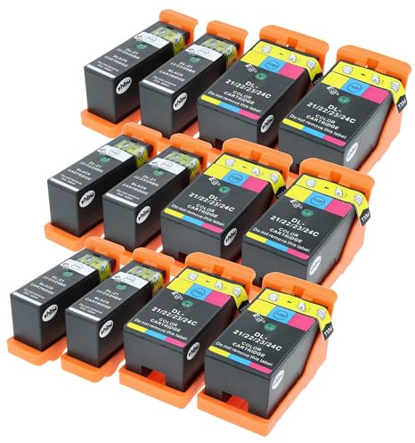 vhbw 12x Tintenpatronen kompatibel mit Dell All-in-One V515, V313W, V313, P713W, P713, P513W, P513, V715W, V715, V515W Drucker (Kompatibel)