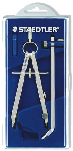 STAEDTLER 551 02 Mars Comfort 551 Präzisionszirkel mit Verlängerungsstange, im Klappdeckeletui, silber