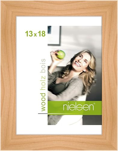nielsen Holz Bilderrahmen Essential, 13 x 18 cm, Hellbraun | Holz Fotorahmen im Hoch- & Querformat zum Auftstellen und Aufhängen Hellbraun matt Echtglas