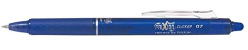 Pilot Blue Frixion Clicker Retractable Fine Rollerball Erasable Pens Pen 0.7mm Nib Tip 0.35mm Line BLRT-FR7 (Pack Of 3)