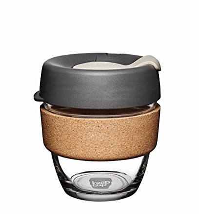 KeepCup Reusable Coffee Cup - Brew Tempered Glass and Natural Cork, S 8oz/227ml - Press