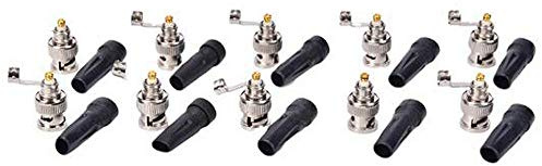 BW® 10pcs RG59 BNC Male Plug Pin Solderless Straight Angle Connector for CCTV Cameras