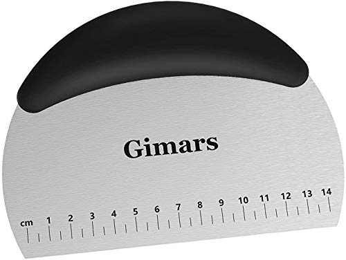 Gimars Corne Pâtisserie, Coupe Pâte en Acier Inoxydable avec Échelle de Mesurer, Grattoir pour Pain, Crêpes, Pizza-14.5 * 11.5 cm