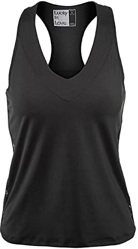 Lucky In Love V-Neck Tank with Built in Bra Black