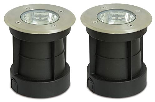 Trango 2er Pack IP65 Außen Bodeneinbaustrahler 3083R*2 Bodeneinbauleuchte, Bodenlampe, Wegbeleuchtung aus Edelstahl rostfrei Rund, bis zu 800kg belastbar ohne Leuchtmittel