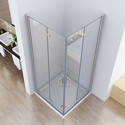90 x 75 x 195 cm Duschkabine Eckeinstieg Dusche Falttür 180º Duschwand Duschabtrennung NANO Glas
