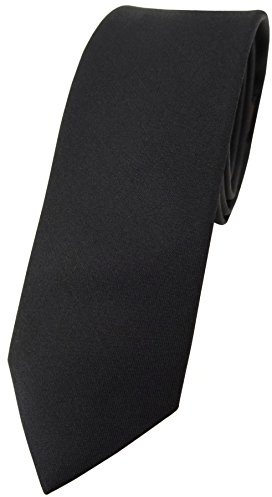 Blick. elementum - schmale Satin Seidenkrawatte in schwarz uni einfarbig - Krawatte 100% pure Seide
