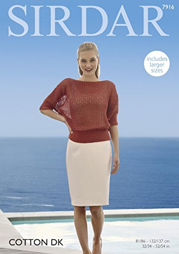 Sirdar 7916 Knitting Pattern Womens Batwing Sleeve Top in Sirdar Cotton DK