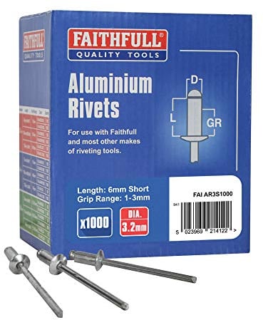 Faithfull - Aluminium Rivets 3mm Short (Pack de 1000) - FAIAR3S1000