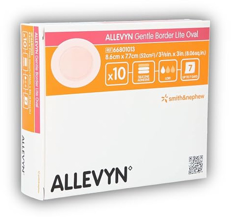 Allevyn Gentle Border Lite Oval 8.6x7.7cm, Foam Dressing, 10-Pack