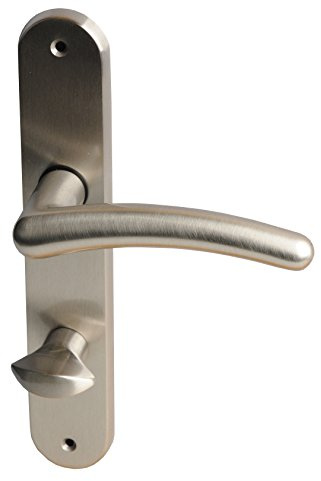 Alpertec 32967013 Franziska-LS Messing Edelstahlfarbig satiniert für Badtüren WC Drückergarnitur Türdrücker Türbeschläge Neu, edelstahlfarben, für Badezimmertüren