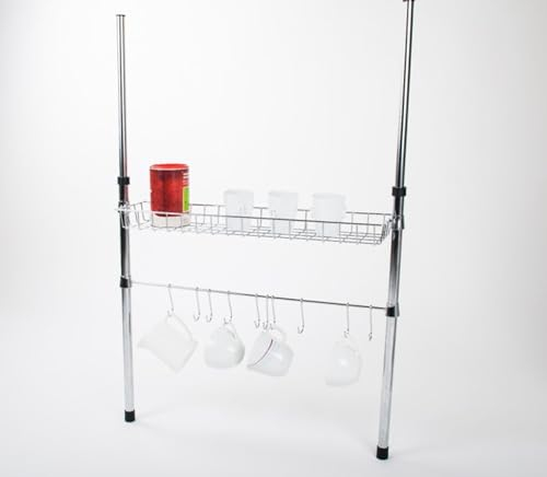 TLW direkt Teleskop-Küchenregal, Metall, verchromt, 50 x 12 x 80 cm, 2-Einheiten