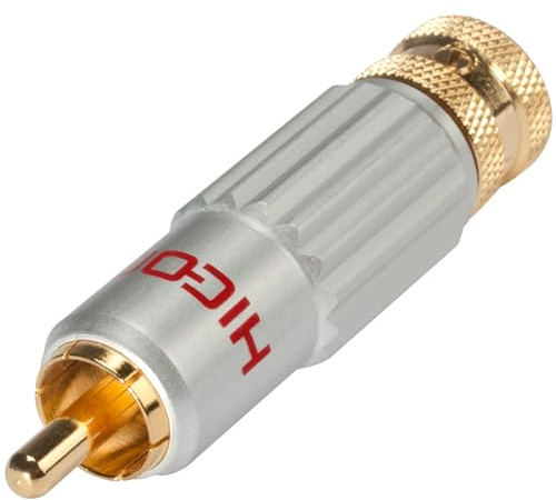 Hicon HI-CM13 Cinch-Stecker RCA mit Press-Spangen-Verriegelung rot kodiert - HI-CM13-RED