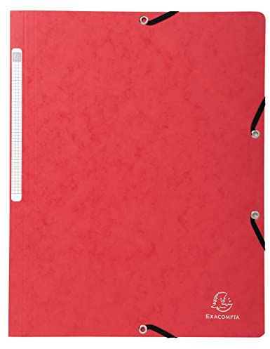 EXACOMPTA Chemise à élastiques sans Rabats carton 400g 24x32 cm Rouge