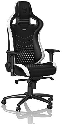 noblechairs Epic Gaming Stuhl - Bürostuhl - Schreibtischstuhl - Echtleder - Inklusive Kissen - Schwarz/Weiß/Rot