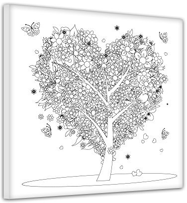 Bilderdepot24 Baum aus Herzen - Ausmalbild auf Leinwand, aufgespannt auf Rahmen - Quadrat-Format - 30x30 cm