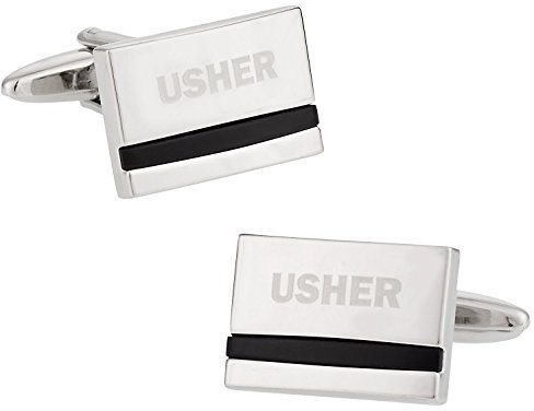 Usher Manschettenknöpfe mit Onyx Manschettenknöpfe, silber