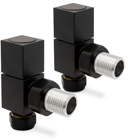 Angled Black Square (Cubic) Valves for Radiators & Towel Rails