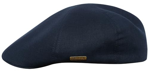 Sterkowski Rusty Duckbill Mütze | 100% Naturleinen Schiebermütze für Herren und Damen | Leichte Sommer Cabrio Flatcap Newsboy Gatsby Golf Cabrio Kappe Vintage Leichte Sonnen Schirm Marineblau 60