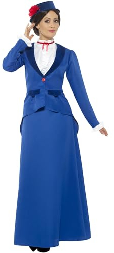 Smiffys Viktorianisches Kindermädchen-Kostüm, Blau, mit Kleid, Hut und Halstuch